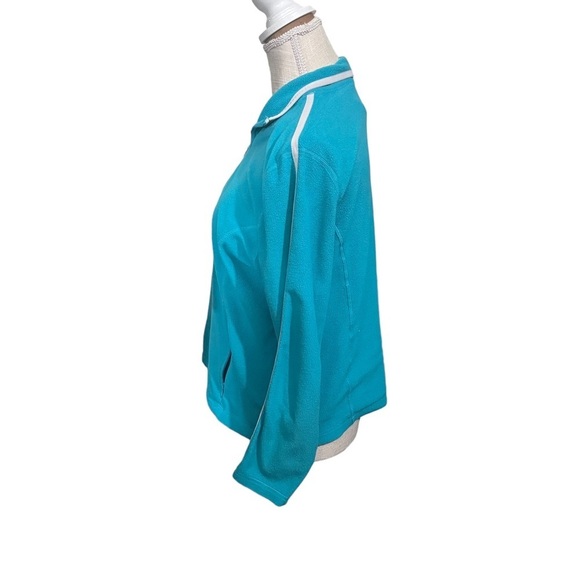 LL Bean Women Turquoise Full Zip Long Sleeve Lightweight Fleece Jacket Sz Medium - Picture 3 of 9